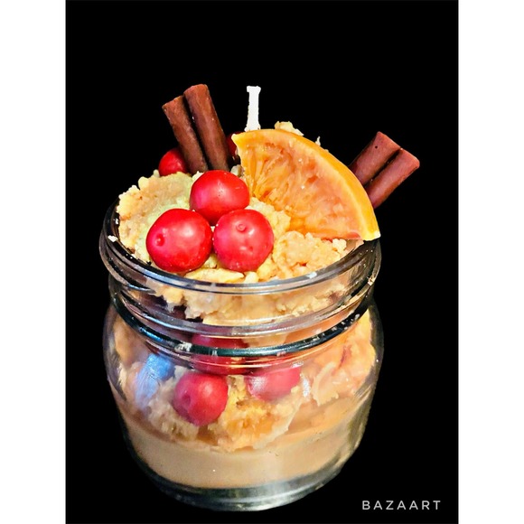 Handmade Country Christmas AWESOME Scented Food-Like Fruit & Spice Candle - Picture 3 of 3
